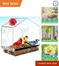 Outdoor Bird Feeder with Strong Suction Cups - Crystal Clear Viewing Experience