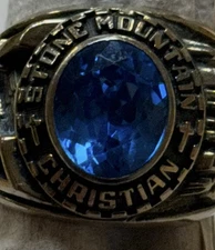 Men’s 1986 Stone Mountain School Class Ring Silver Plated Oval Graduation