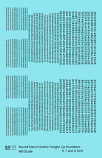 K4 HO Scale Decals Round Stencil Gothic Freight Car Numbers Black 9 7  4"