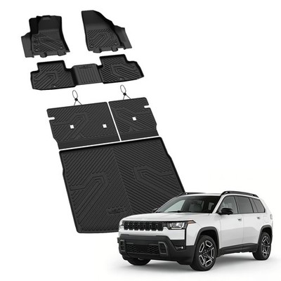 LASFIT Floor Mats Cargo Liner Seatback Mat for Jeep Cherokee 2014-2026 TPE Black