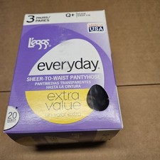 Pantyhose L'eggs Everyday Sheer-to-Waist Sheer Toe Nude SizeQ 3 Pair FREE SHIP