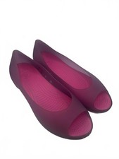 Size 8 Crocs Peep-Toe Flats Purple and Pink Cushioned Footbed Lightweight