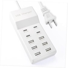 USB Charging Station with 6 USB-A and 4 USB-C Ports, 50W 10A USB Charger 1 Pcs
