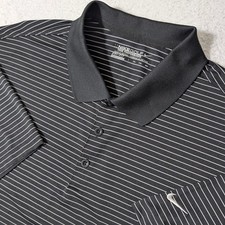 NEW Nike Golf Polo Shirt Mens 2XL Black Striped Dri-FIT Short Sleeve 585748-010