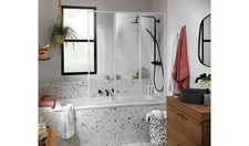 1400x1230mm Folding Bath Shower Screen White Waterproof Enclosure Clear