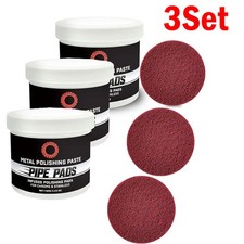 3x Metal Polish Paste Protectant Scratch Remover Pipe Infused Polishing Pads