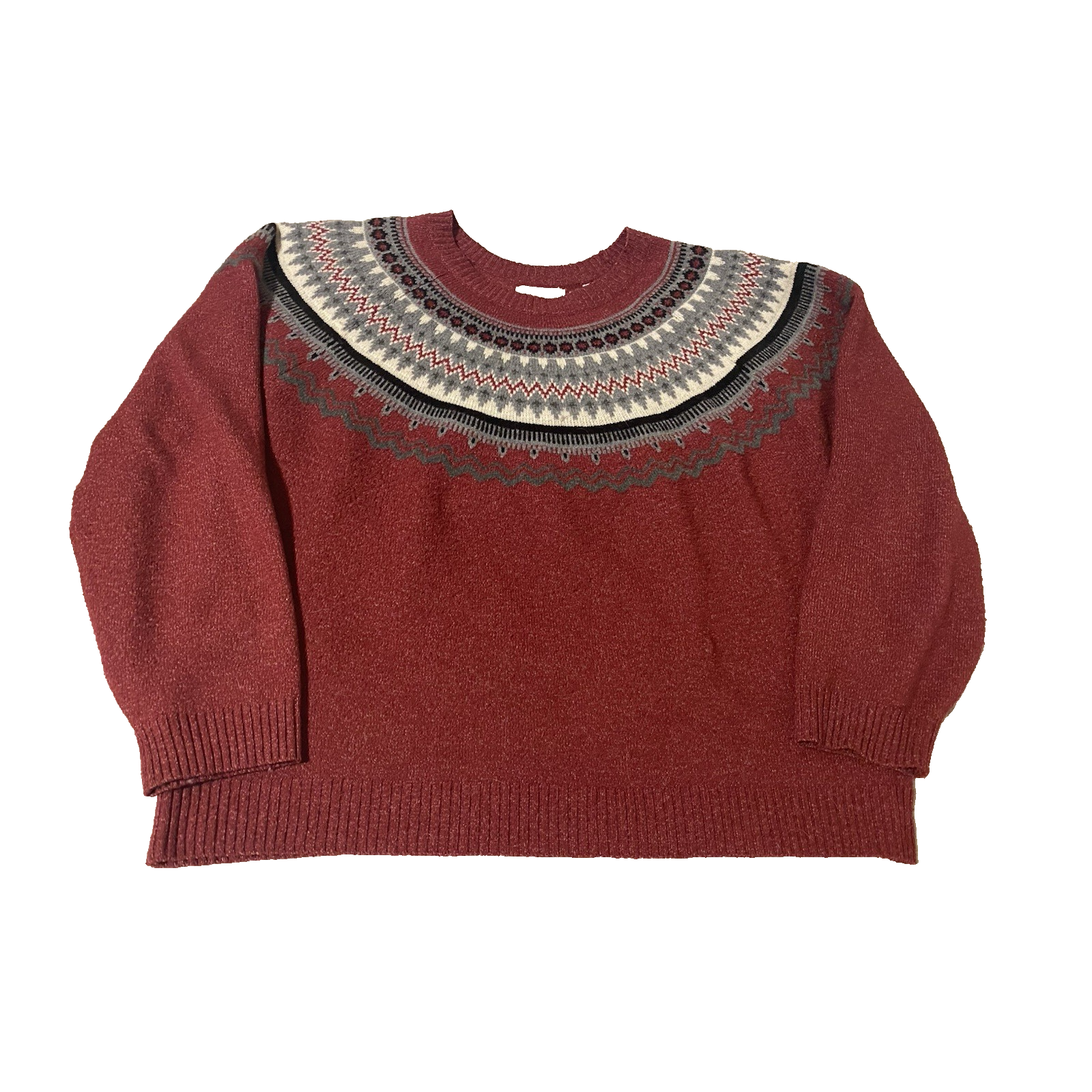 Weatherproof Womens Red Fair Isle Sweater Size XL Pullover Cottage Core Academia