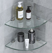 SHUAIAIW 2 Pack Glass Corner Shower Shelf Wall Mount Bathroom Organizer Caddy