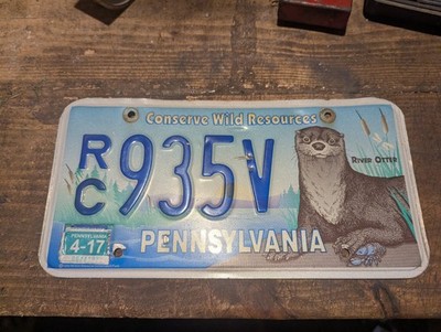 Vintage Pennsylvania Conserve Wild Resources License Plate River Otter 2017