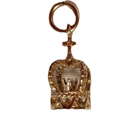 Vintage 14K Gelbgold Royal Crown Charm Anhänger 3D Imperial British 1,3g