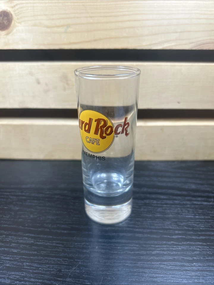 Hard Rock Café Memphis Doble Tiro Vidrio 4” Clásico Círculo Negro Logo Serie Foto 3 de 4