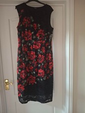 Ladies Roman Black Lace, Rose Decorated Dress, Size 16 Brand New