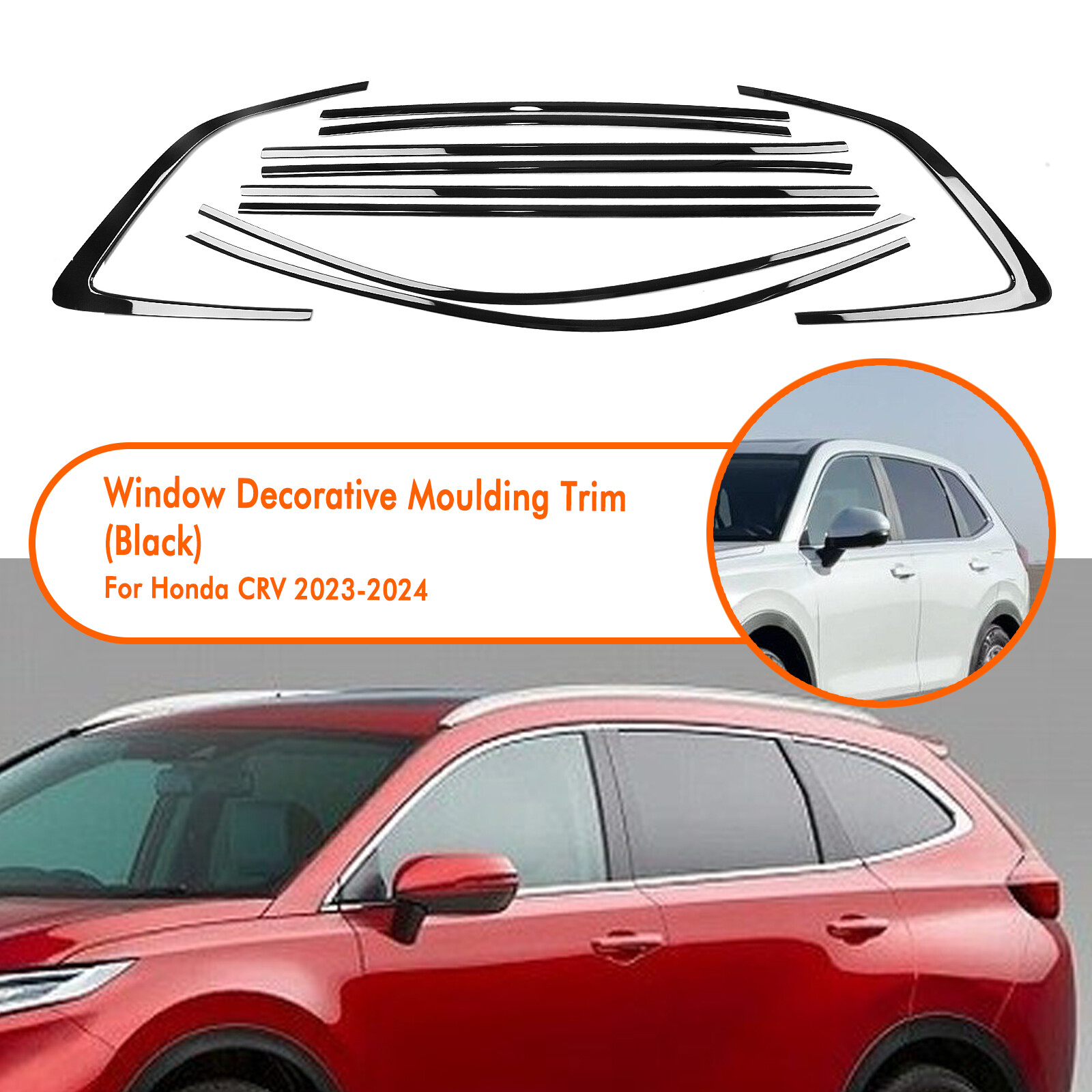 Car Black Window Strip Moulding Seal Belt Trims Decoration For Honda CRV 2023-24