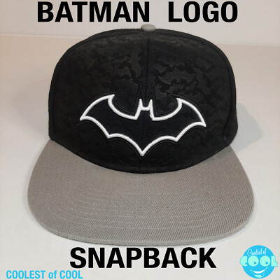 Batman logo snapback hat Embroidered Batwing on black bats Adjustable Strap OSFM