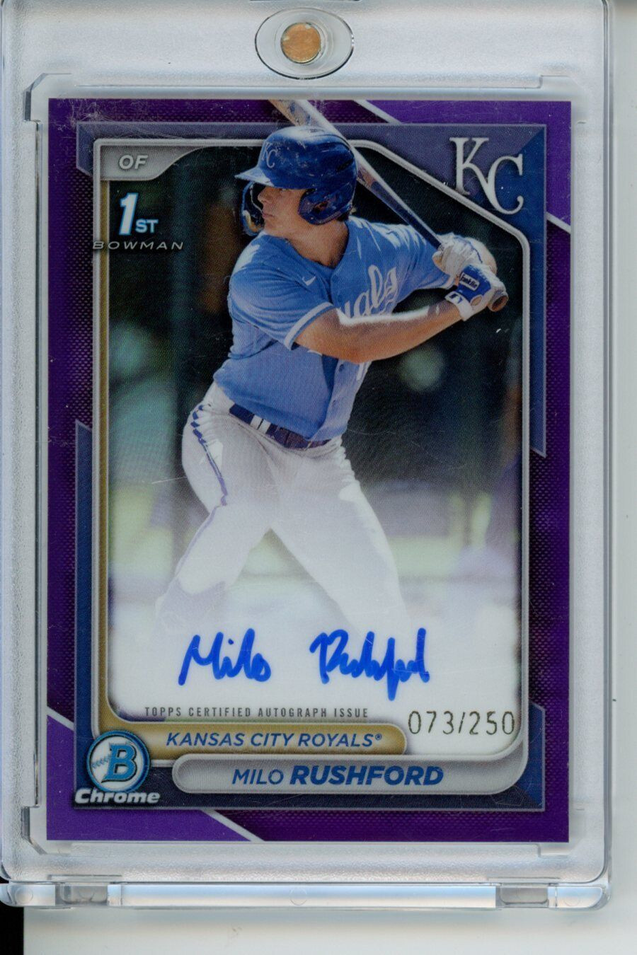 2024 Bowman Chrome Autographs Purple Refractors #CPAMR Milo Rushford 073/250