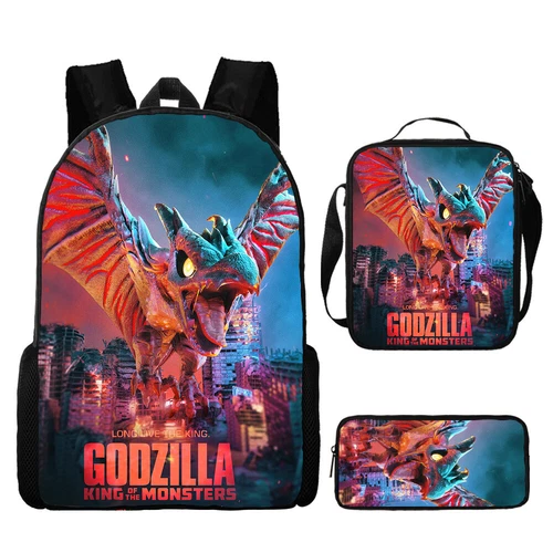 Mochila 3D Godzilla vs Kong Bolsa de libros escolares Mochila Bolsa de almuerzo Estuche para lápices Regalo - Imagen 24 de 50