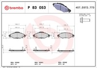 P 83 053 Brembo Bremsbelagsatz, Scheibenbremse FüR Toyota