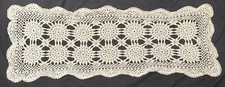 Handmade Cotton Crocheted Table Runner or Dresser Scarf Doily 31" x 11” D8