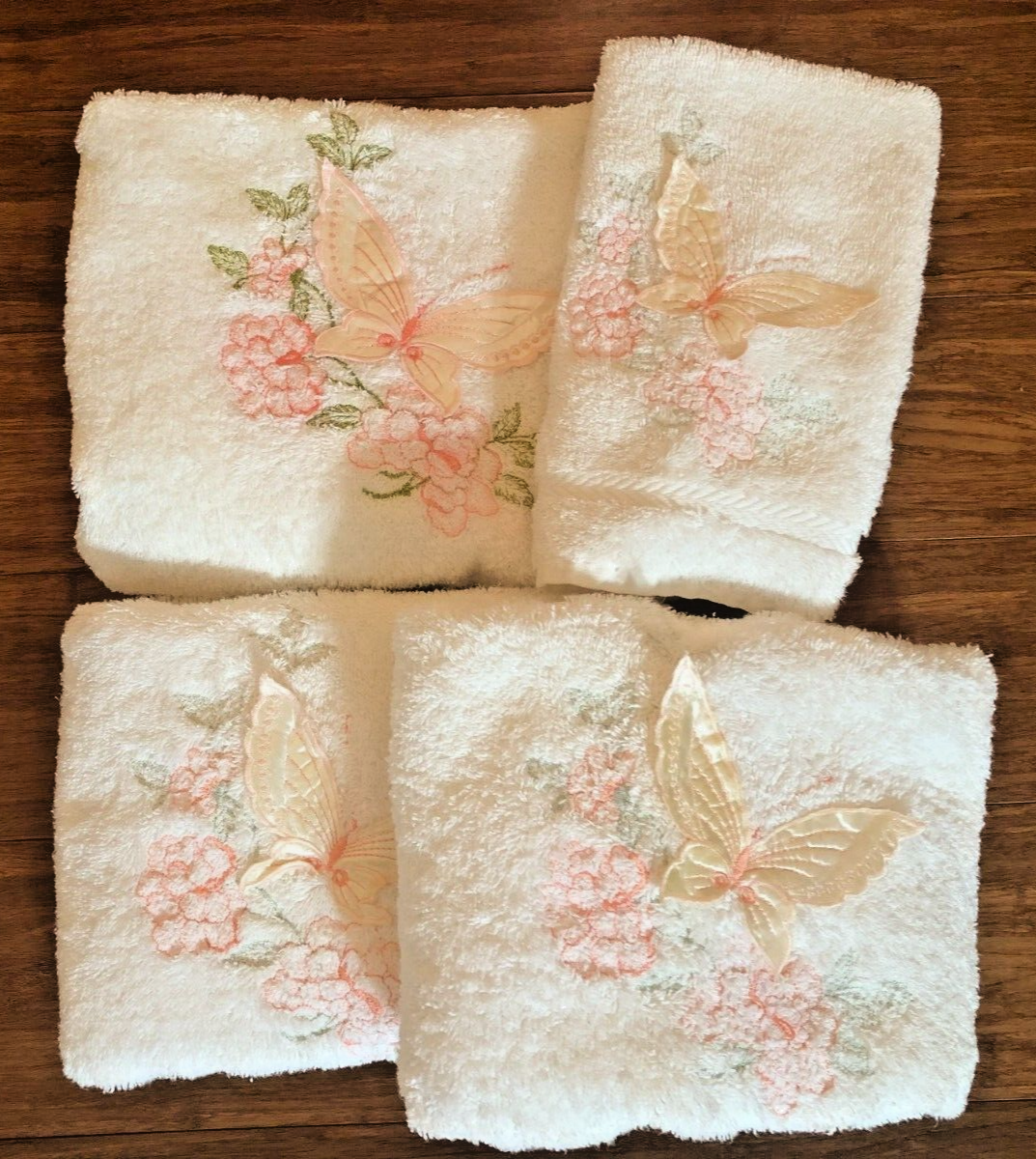 Vintage Great Grandmother PiuBelle Butterfly Bath Towels Set of Portugal