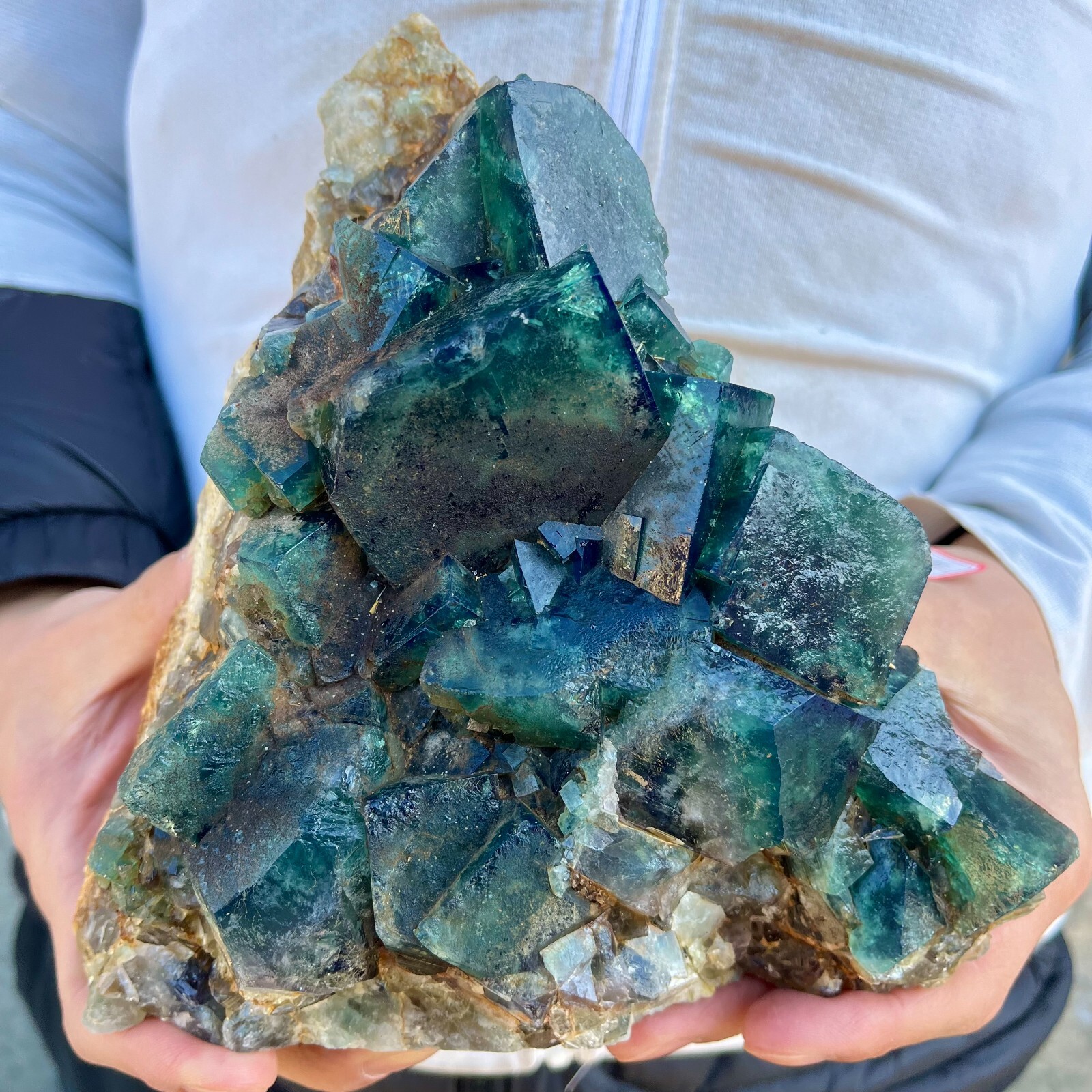 5.1lb Natural Green Fluorite Crystal Quartz Cluster Healing Specimen