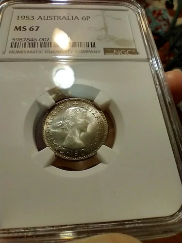 Australia 1953 Sixpence NGC MS67 Top Pop