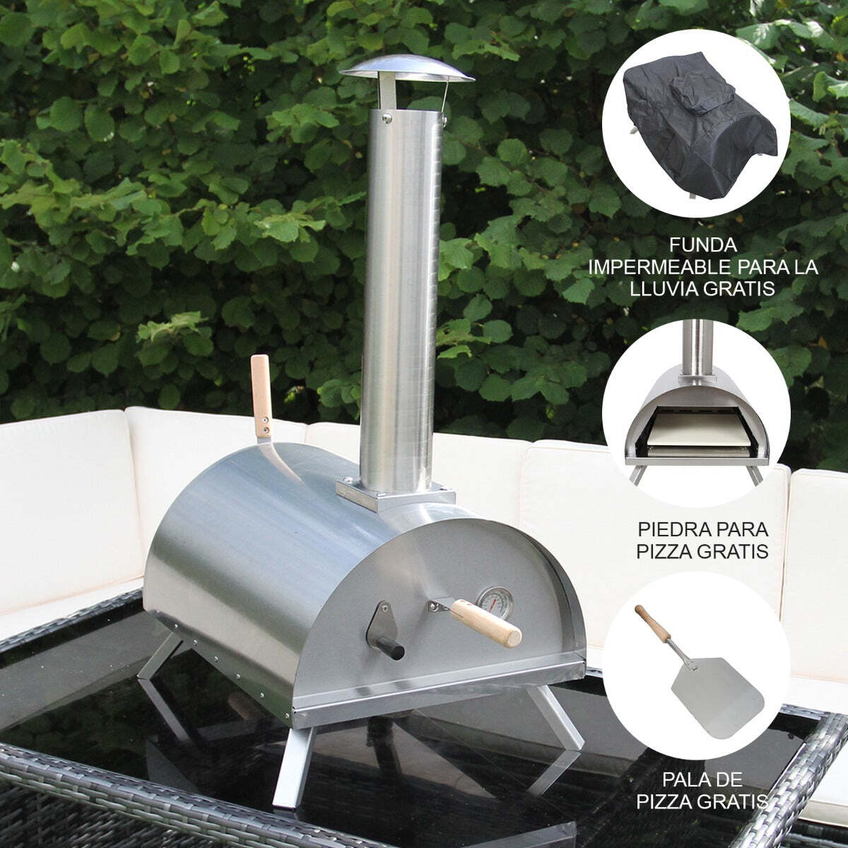 Horno de Pizza de Sobremesa Ahumador de Exterior Barbacoa Acero Inoxidable