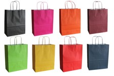 Papiertragetaschen Papiertüten Tüten farbig Kordel, 18 + 8 x 24 cm, versch. Meng