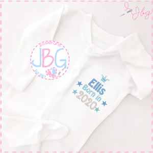 personalised born in 2020 sleepsuit
