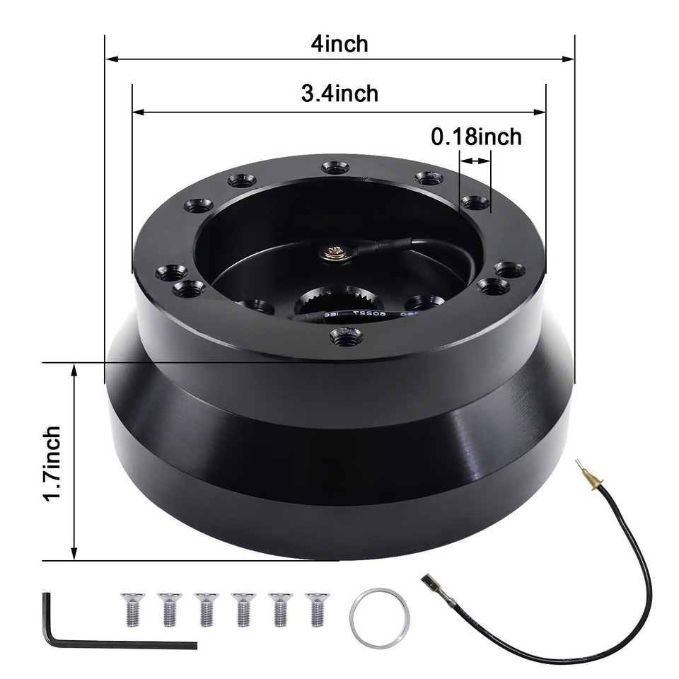 Black Billet Steering Wheel Hub Adapter For 1995-2001 Chevy S-10 (5 & 6 Bolt Wheels)