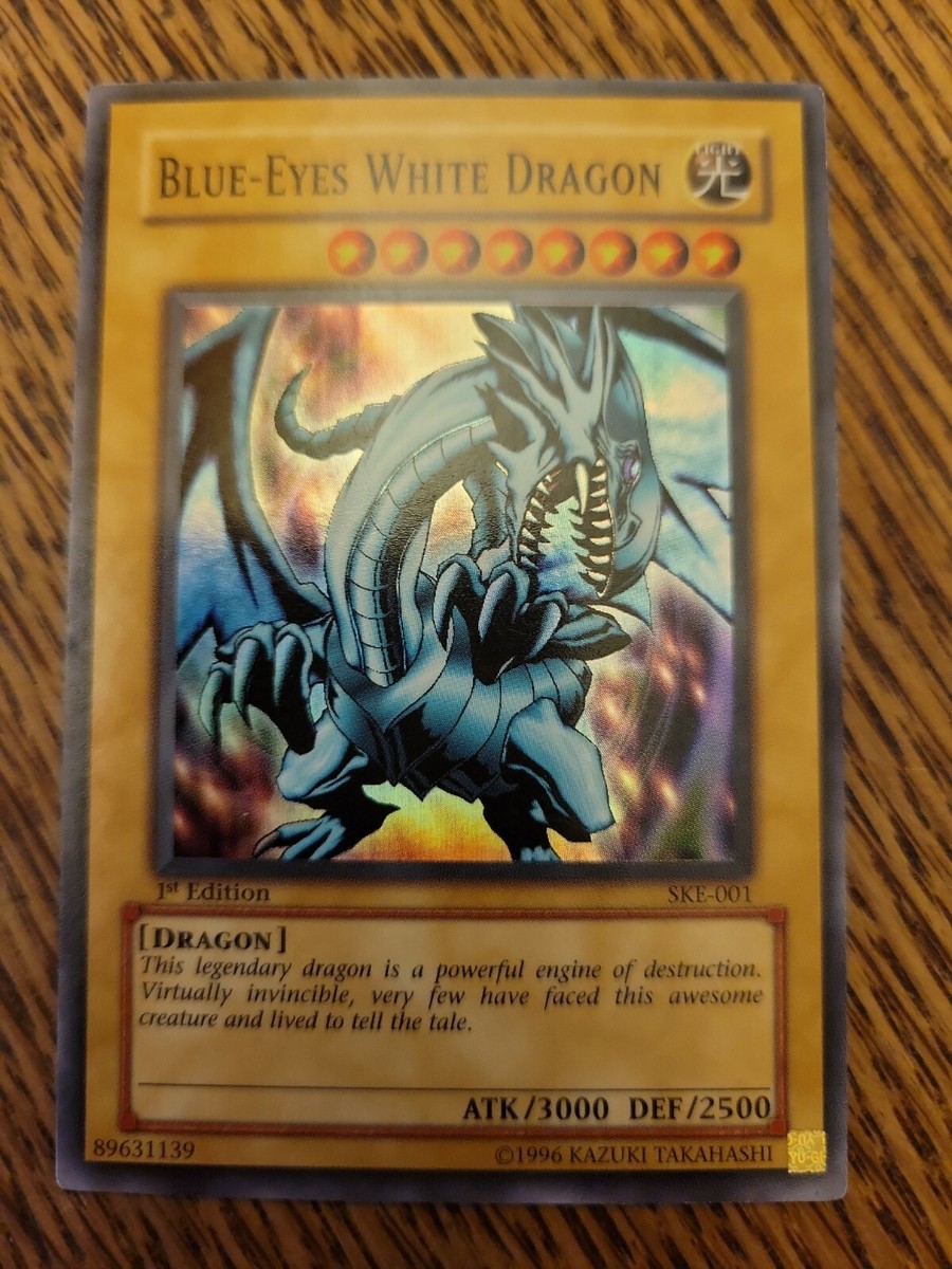 Blue-Eyes White Dragon 1st Edition Yugioh Card - Holographic Rare MP Konami  001