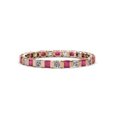 TriJewels Ruby & Diamond Womens Eternity Ring 1.9ctw* 14K Rose Gold JP:33672