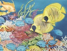 Ceramic Backsplash Tile Mural Fishing Saltwater Fish - Racoon and Butterfly Fish