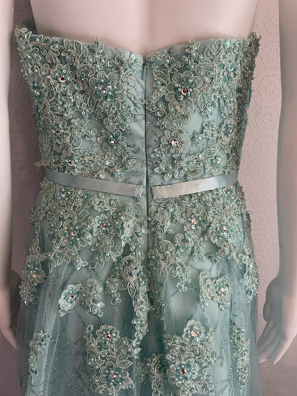 Jovani Dress Prom Gown 8 Aqua Blue Green Beaded B… - image 4