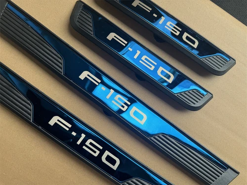 4X Door Scuff Sill Cover Panel Step Protector for F150 Accessories Blue - Picture 9 of 10