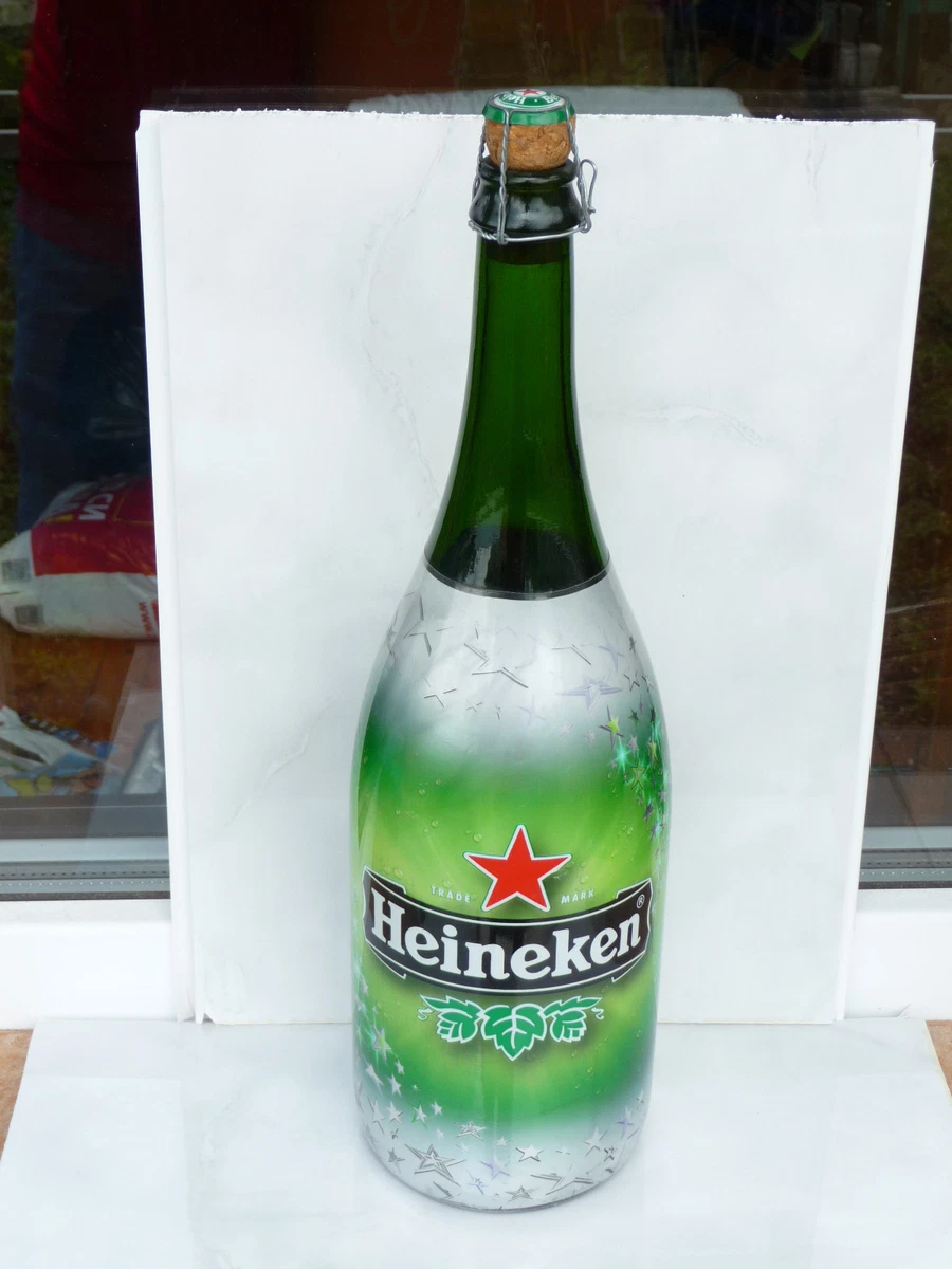 Heineken Large bottle glass 1.5 liters empty used rare 1500 ml beer cap stars