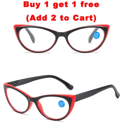 Womens Cat Eye Reading Glasses Blue Light Blocking Spring Hinge Readers +1.0~4.0