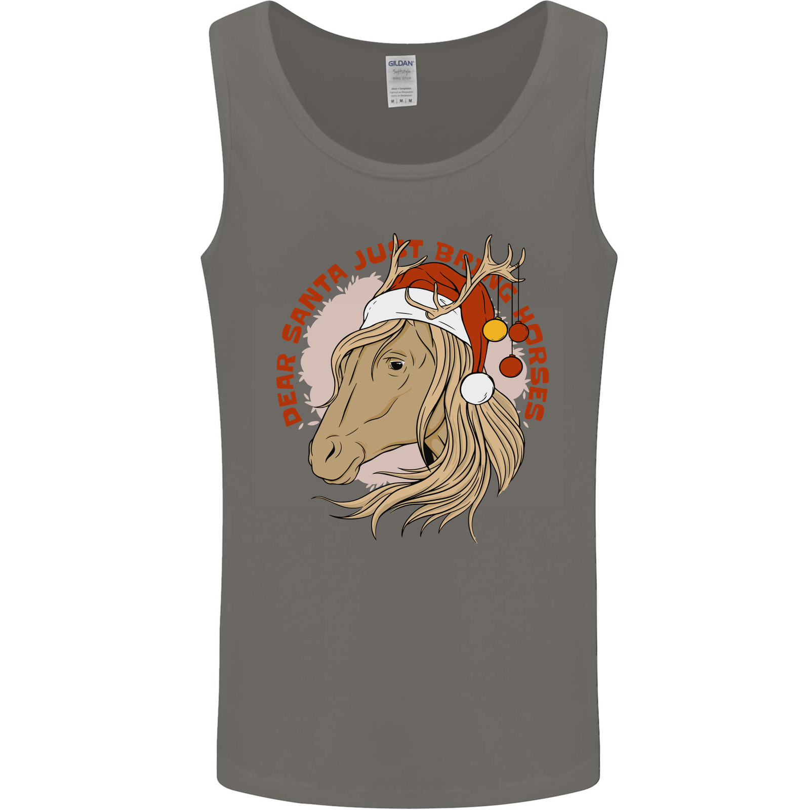 Equestrian Dear Santa Funny Horse Christmas Mens Vest Tank Top