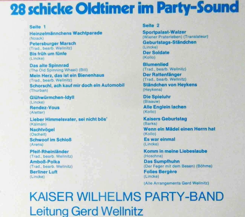 LP Kaiser Wilhelm´s Party Band Gerd Wellnitz: Kaiser Wilhelm á GoGo (Columbia) D - Bild 2 von 2