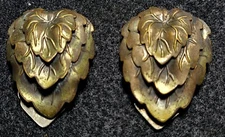 VINTAGE STUNNING GOLD TONE LEAVES FLORAL SCARF DRESS BROOCH CLIP