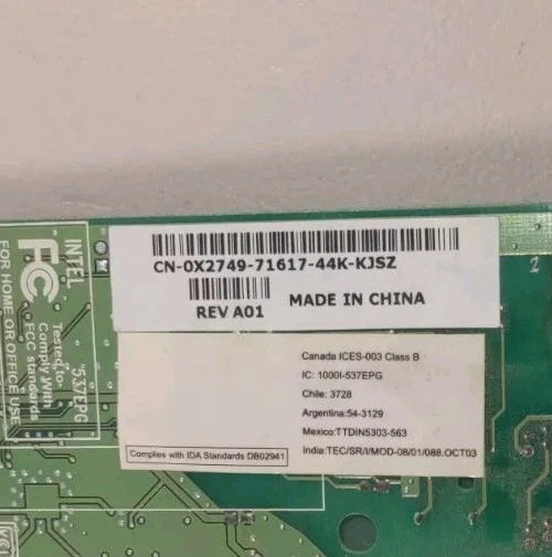 Dell Intel 537EPG 56K V.92 PCI Data Fax Modem Card X2749 0X2749 |WM156 KB581603 - Image 4 of 4