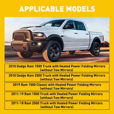 Towing Mirrors Passenger Side Power Heated Tow Mirror For 2010-2018 Dodge Ram 1500, 2500, 3500 2021 Ram 1500 Mirror - Foto 2