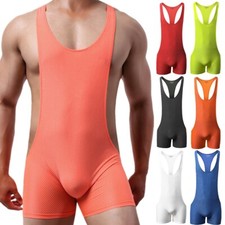 Men's Basic Unitard Swim Leotard Bodysuit One Piece Wrestling Singlet Jumpsuit