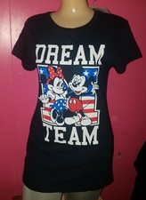 Mickey & Minnie Mouse Ladies' Blue Large 100% Cotton Shirt "Dream Team" NWT