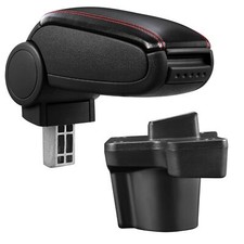 Armlehne Mittelarmlehne Leder Bezug für Mazda 2 Typ DJ ab 2014- Schwarz / Rot
