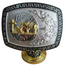 Praying Cowboy Western Rodeo Silver Black Gold Tone Fashion Hebillas Vaqueras