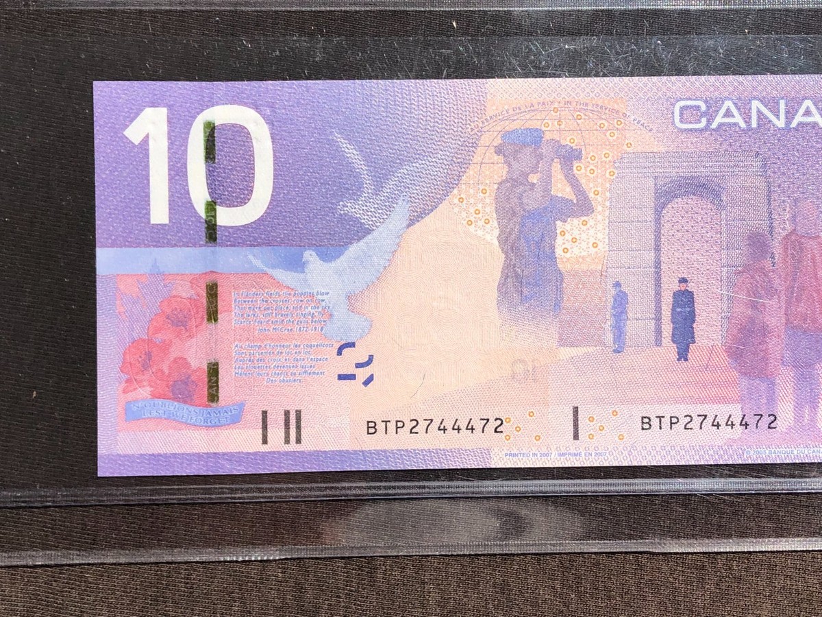 【稀少】Dot Dot Dot 10 / 2005 BANK OF CANADA 2005 $10 TEN DOLLARS #BTP2744472 BCS 63 UNC 3 DIGIT