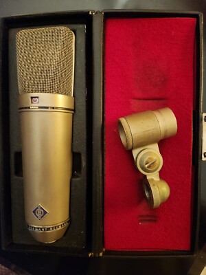 Vintage Neumann U87 Condenser Microphone #35172 Leather Case,Stand mount