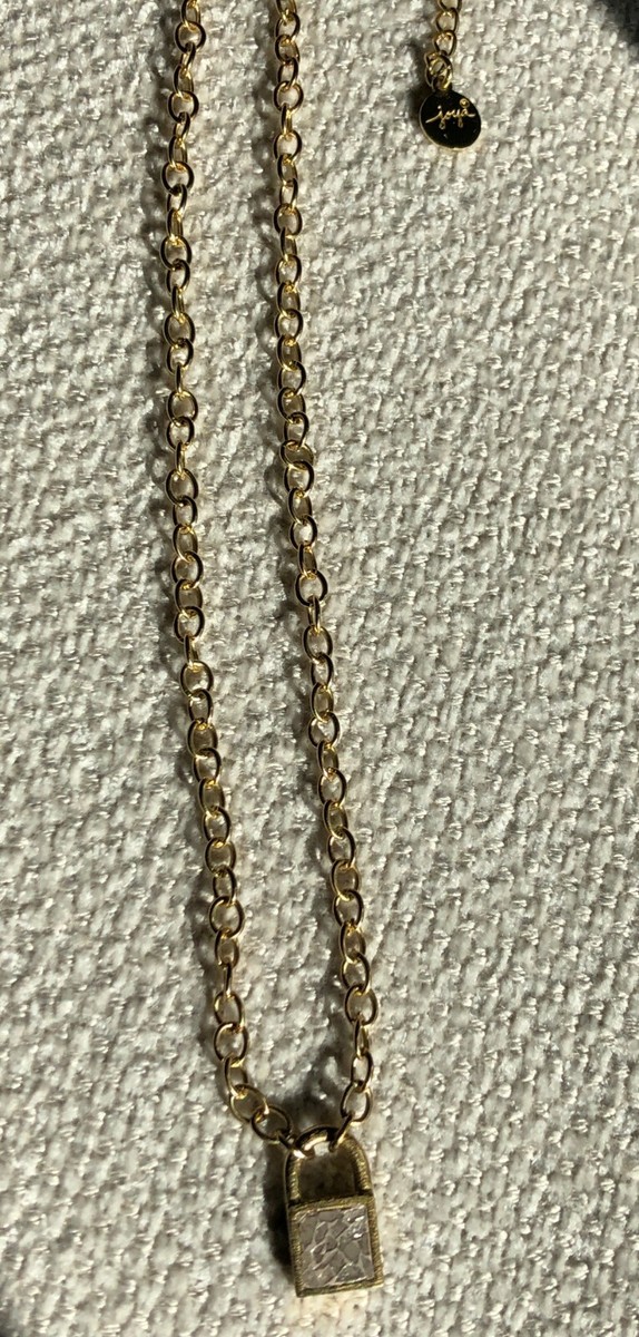 COLLECTION BY JOYA White Deco Diamond 18GP Lock & Key Pendant