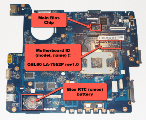 BIOS Chip For Asus K53TK, K53TA, For MB:  QBL60 LA-7552P rev1.0 (!) - Afbeelding 1 van 4