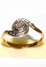 ANTIQUE Art Deco TOURBILLON RING FRENCH 18K GOLD PLATINUM .05ct DIAMOND c 1919